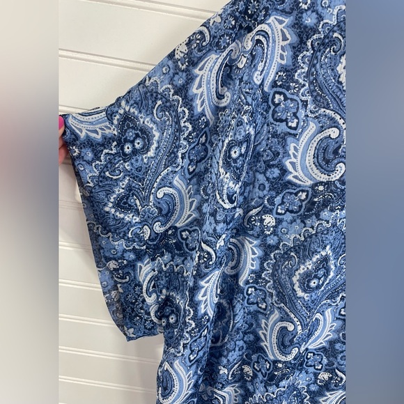 Cover 2 Cover Blue Sheer Paisley Patterned V-Neck Swim Coverup L Women’s EUC - Picture 6 of 10